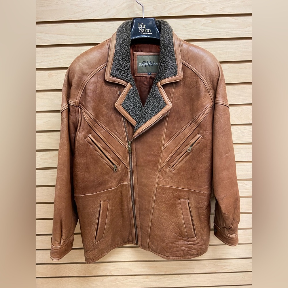 SW SOUTH WIND MEN AMAZING LOOKING LEATHER JACKET SIZE SMALL